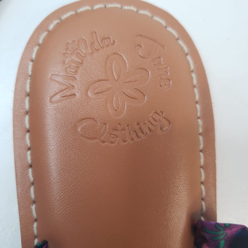 Matilda Jane Thong Sandals 7 Purple Floral Satin Open Toe Beach Flip Flop Slides - Picture 11 of 11
